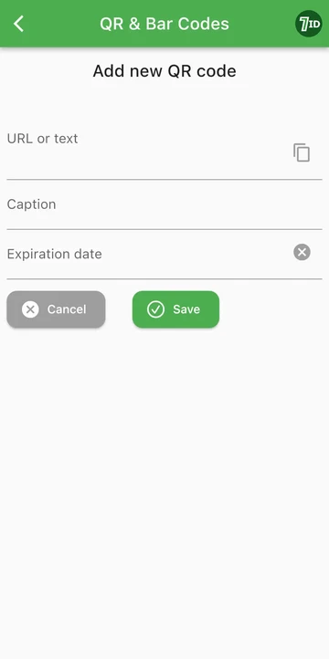 7ID აპლიკაცია: QR კოდების გენერატორი url-დან
