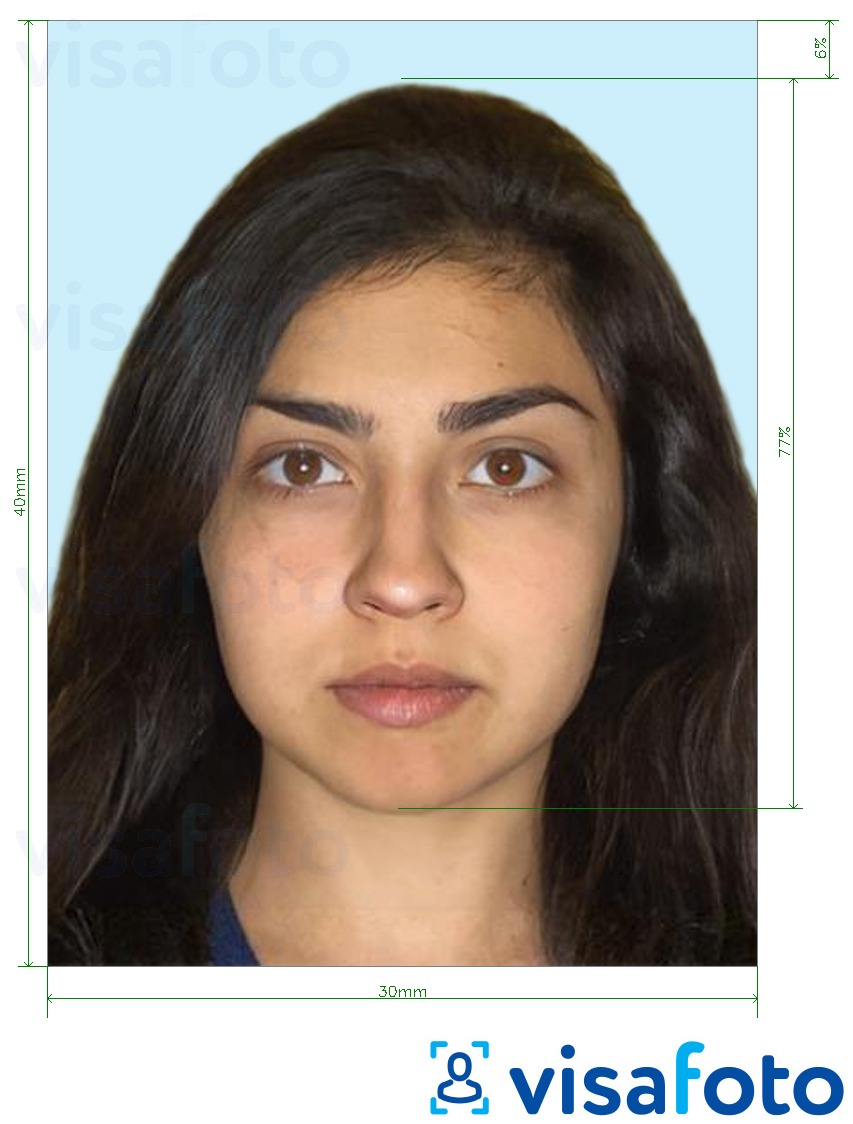 Shembulli i fotos per Kartë identiteti e Azerbajxhanit 30x40 mm (3x4 cm) me specifikimet ekzakte