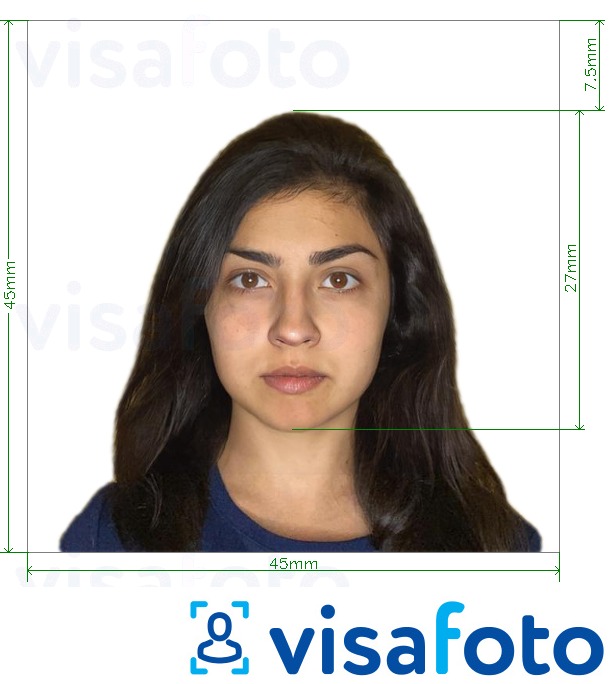 Shembulli i fotos per Pasaporta e Kilit 4,5x4,5 cm me specifikimet ekzakte