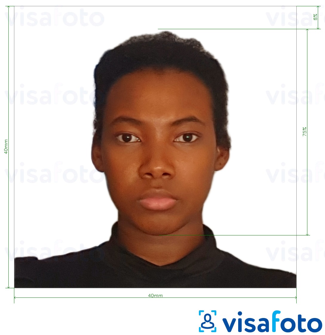 Shembulli i fotos per Pasaporta Kamerun 4x4 cm (40x40 mm) me specifikimet ekzakte