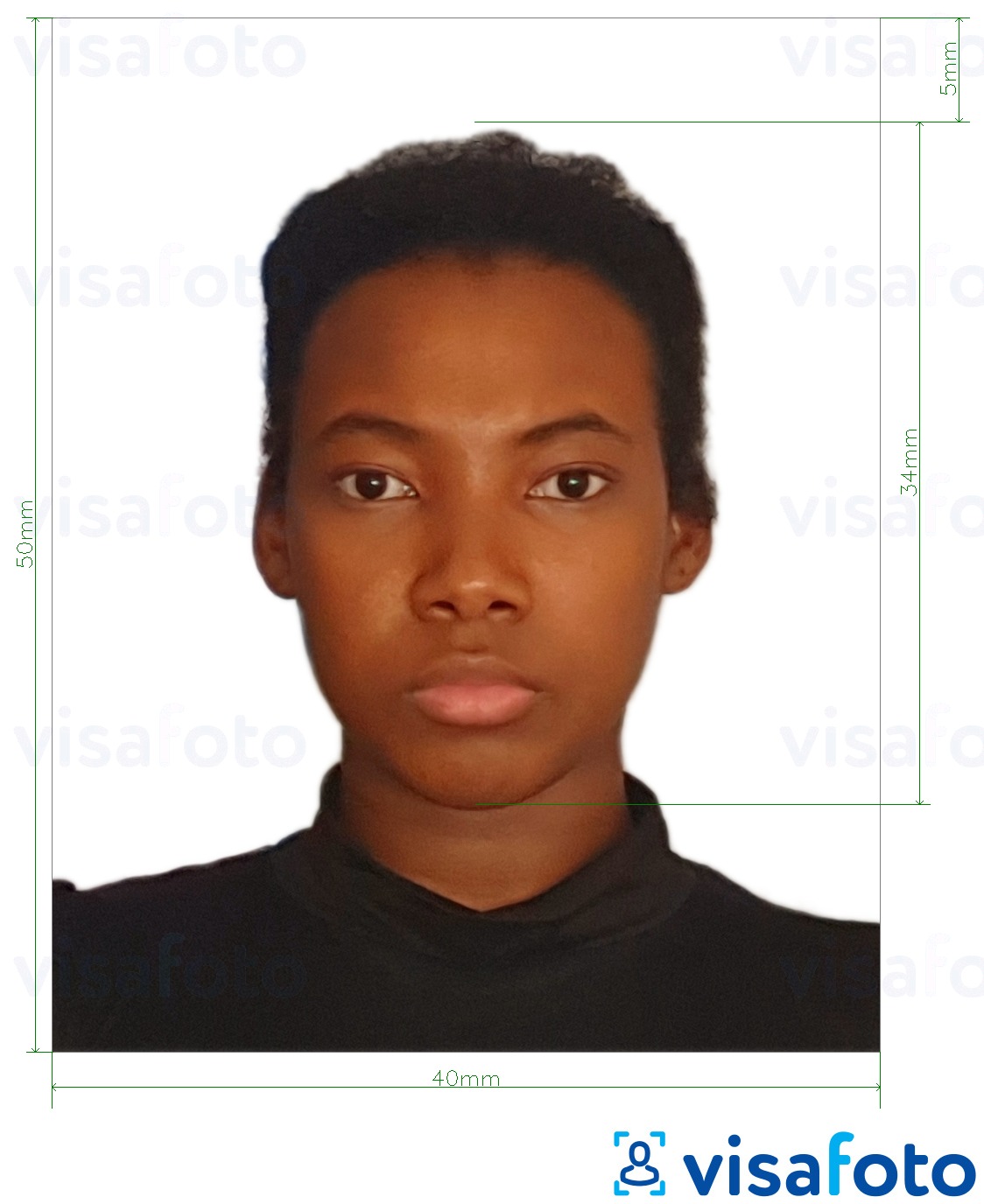 Shembulli i fotos per Pasaporta e Kamerunit 4x5 cm (40x50 mm) me specifikimet ekzakte