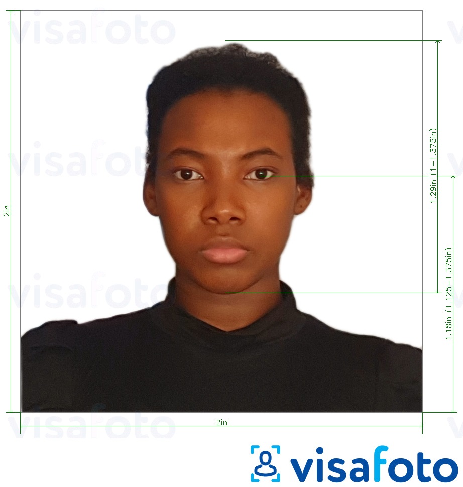 Shembulli i fotos per Pasaporta e Republikës Dominikane 2x2 inç me specifikimet ekzakte