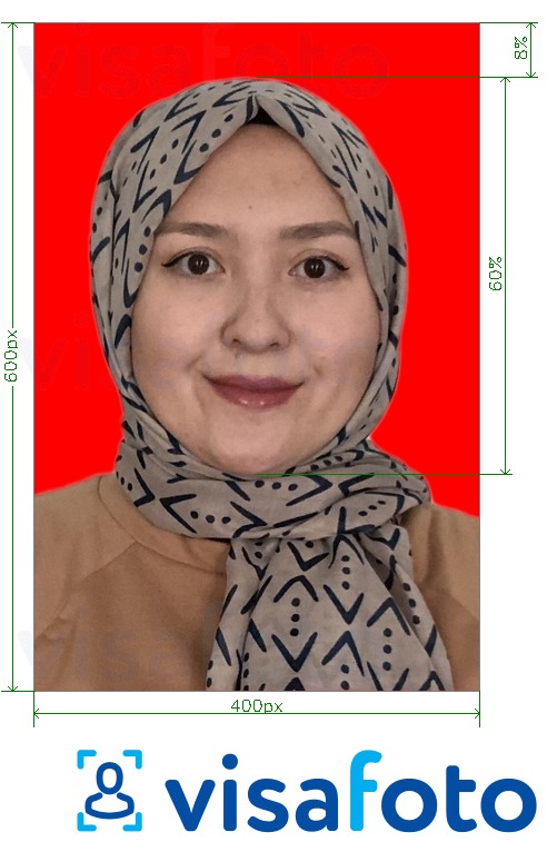 Shembulli i fotos per Regjistrimi i vizave elektronike në Indonezi me specifikimet ekzakte