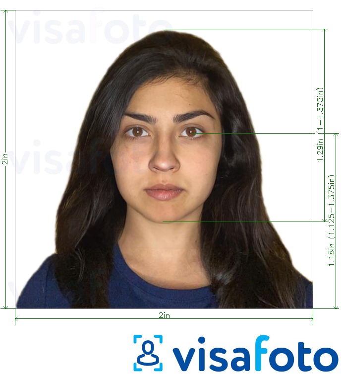 Shembulli i fotos per Izrael Pasaporta 5x5 cm (2x2 in, 51x51 mm) me specifikimet ekzakte