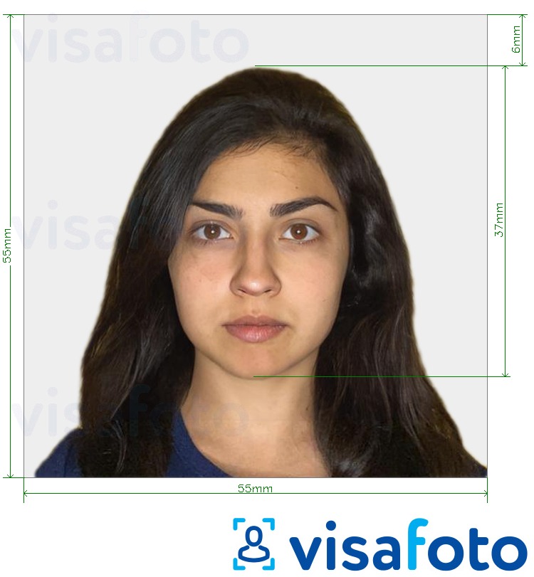 Shembulli i fotos per Izrael Visa 55x55mm (zakonisht nga India) me specifikimet ekzakte