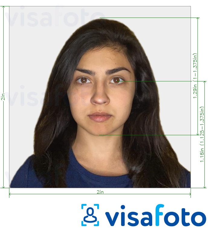 Shembulli i fotos per India Visa (2x2 inç, 51x51mm) me specifikimet ekzakte