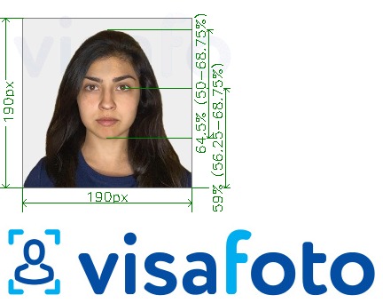 Shembulli i fotos per India Visa 190x190 px nëpërmjet VFSglobal.com me specifikimet ekzakte