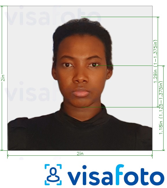 Shembulli i fotos per Pasaporta e Kenisë 2x2 inç (51x51 mm, 5x5 cm) me specifikimet ekzakte