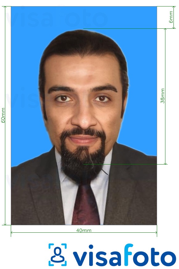 Shembulli i fotos per Karta ID e Kuvajtit 4x6 cm (40x60 mm) me specifikimet ekzakte