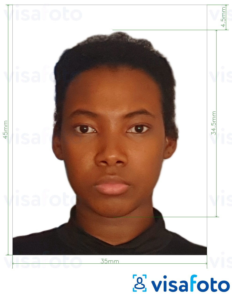 Shembulli i fotos per Pasaporta e Nigerisë 35x45 mm me specifikimet ekzakte