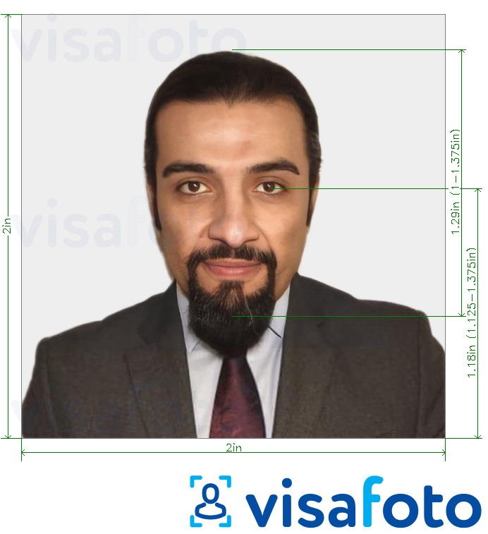 Shembulli i fotos per Pasaporta Katar 2x2 inç (51x51 mm) me specifikimet ekzakte