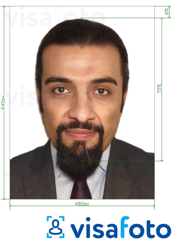 Shembulli i fotos per Karta e identitetit të Arabisë Saudite Absher 640x480 pixel me specifikimet ekzakte