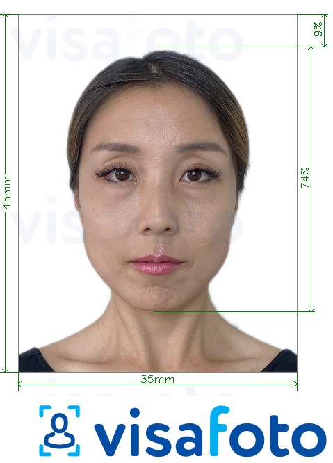 Shembulli i fotos per Certifikata e Identitetit e Singaporit 35x45 mm (3.5x4.5 cm) me specifikimet ekzakte