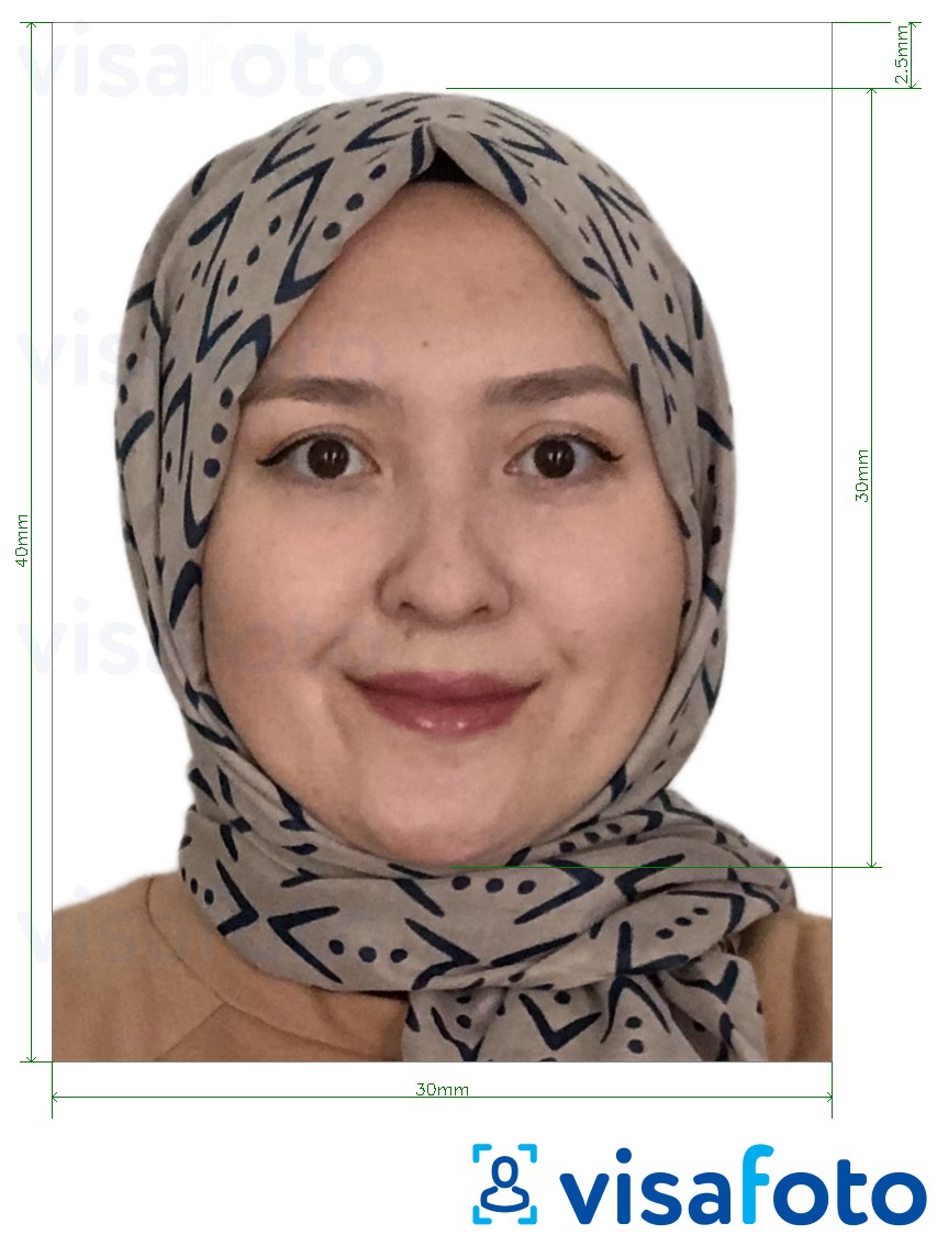 Shembulli i fotos per Pasaporta turkmeniste 3x4 cm (30x40 mm) me specifikimet ekzakte