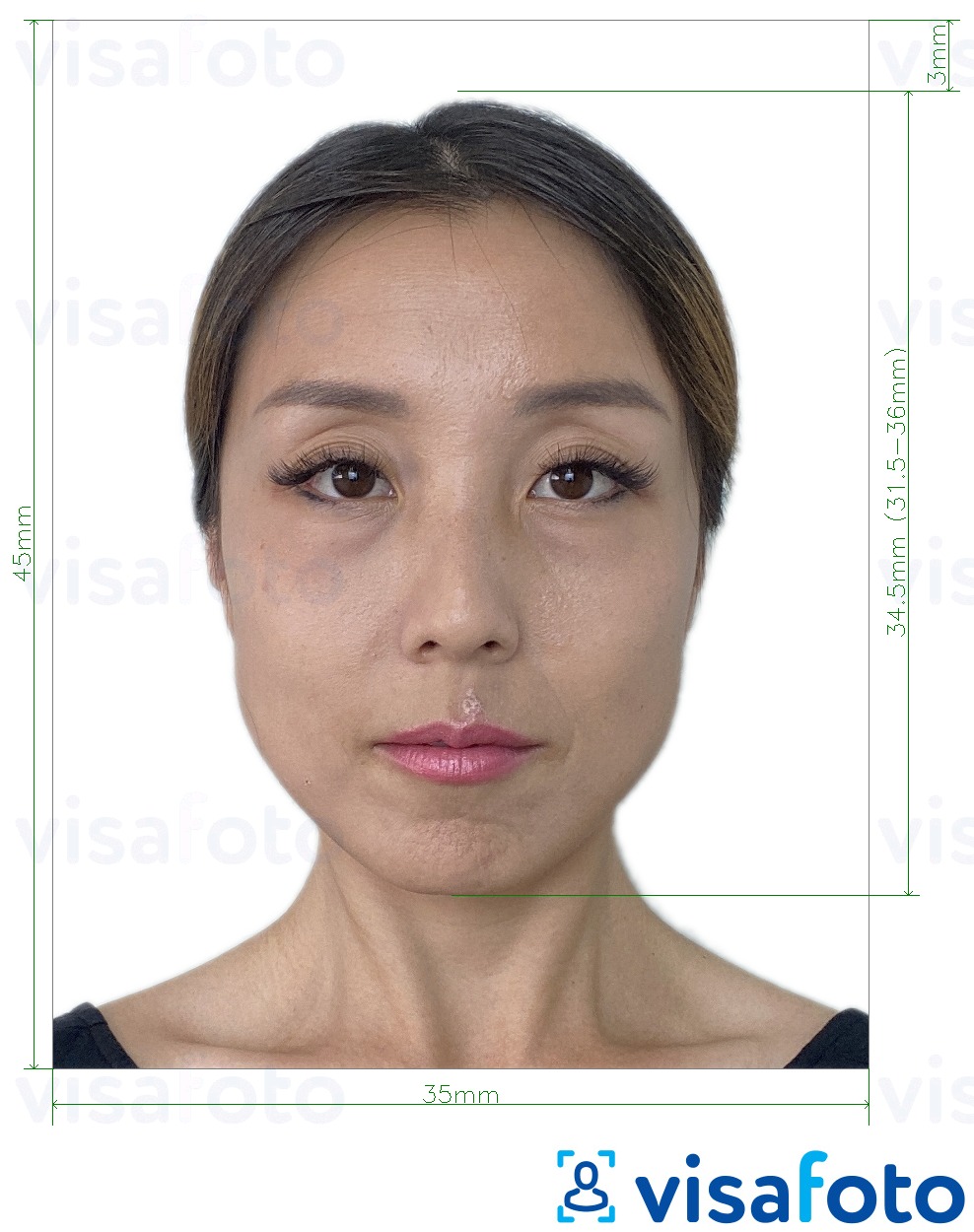 Shembulli i fotos per Tajvani Visa 35x45 mm (3.5x4.5 cm) me specifikimet ekzakte