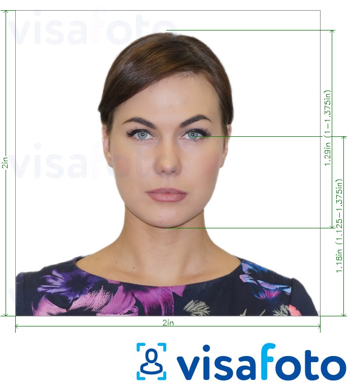 Shembulli i fotos per Visa amerikan 2x2 inç (51x51mm) me specifikimet ekzakte