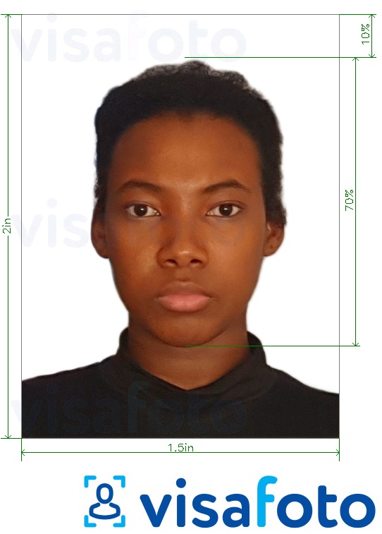 Shembulli i fotos per Pasaporta e Zambisë 1.5x2 inç (51x38 mm) me specifikimet ekzakte